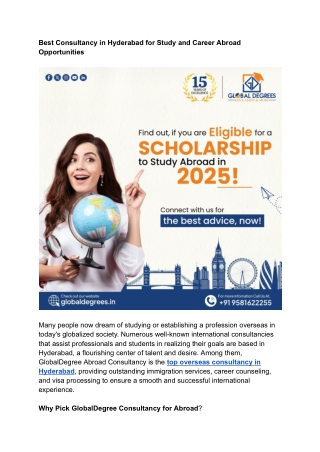 Best Consultancy in Hyderabad for Study and Career Abroad Opportunities