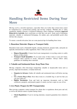 Handling Restricted Items During Your Move