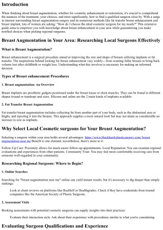 Breast enhancement in Your Location: Researching Local Surgeons Successfully