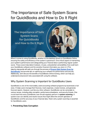 The Importance of Safe System Scans for QuickBooks and How to Do It Right