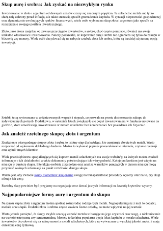 Skup brylantów i srebra: Jak zarobić na unikalnym rynku