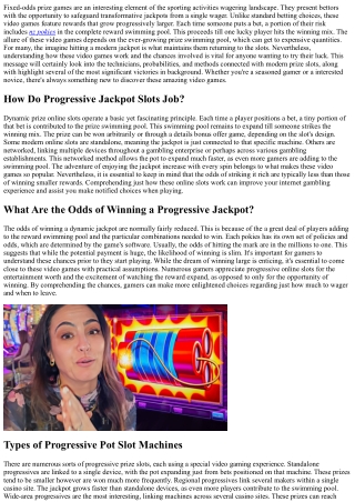 The Truth About Progressive Jackpots: A  User's  Tutorial