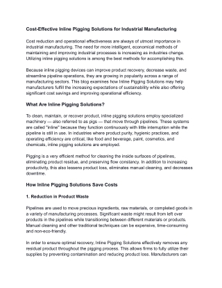 Efficient Inline Pigging Solutions for Industries | IUS Pigging Systems