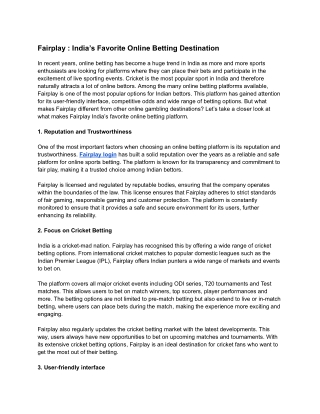 Fairplay _ India’s Favorite Online Betting Destination