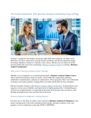 Why Business Analysis Certification Pays Off Big-Time