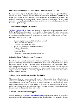 Best Eye Hospital in Indore  A Comprehensive Guide for Quality Eye Care