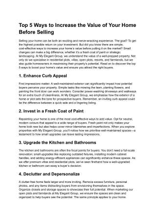 Top 5 Ways to Increase the Value of Your Home Before Selling