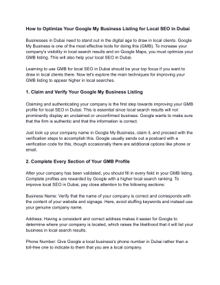 How to Optimize Your Google My Business Listing for Local SEO in Dubai