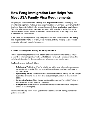 How Feng Immigration Law Helps You Meet USA Family Visa Requirements