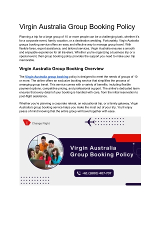 Virgin Australia Group booking Policy