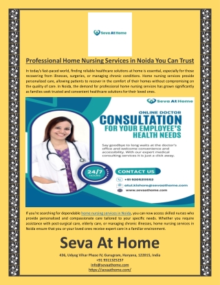 Professional Home Nursing Services in Noida You Can Trust