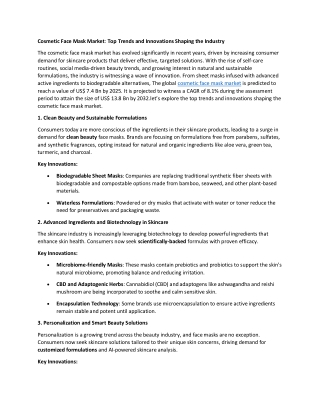 Cosmetic Face Mask Market: Insights into Top Key Players