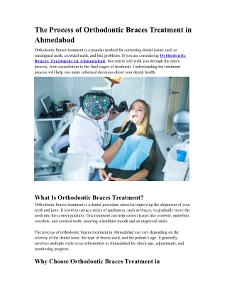 The Process of Orthodontic Braces Treatment in Ahmedabad