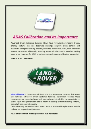 ADAS Calibration and Its Importance