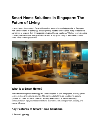 Smart Home Solutions in Singapore: The Future of Living