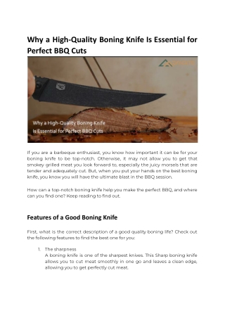 Why a High-Quality Boning Knife Is Essential for Perfect BBQ Cuts