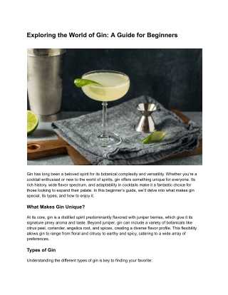 Exploring the World of Gin A Guide for Beginners