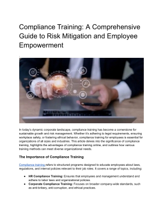 Saftey Compliance Training