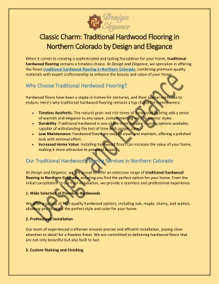 Traditional Hardwood Flooring in  Northern Colorado by Design and Elegance