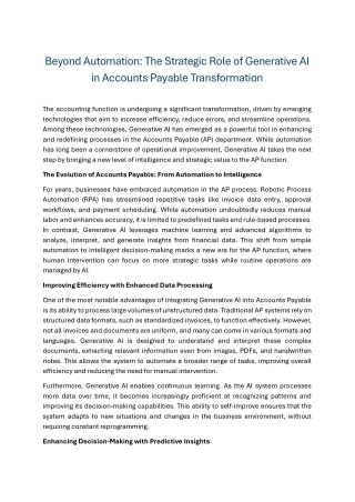 Beyond Automation The Strategic Role of Generative AI in Accounts Payable Transformation