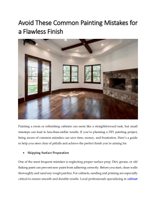 Avoid These Common Painting Mistakes for a Flawless Finish