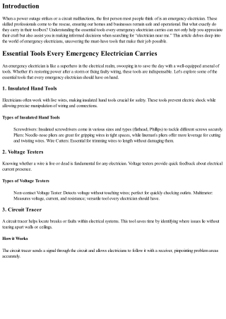“Essential Tools Every Emergency Electrician Carries”