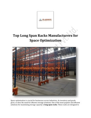Long Span Racks Manufacturers