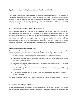 Experience Relaxation with Body Massage Services offered at Hotels in Dubai.docx