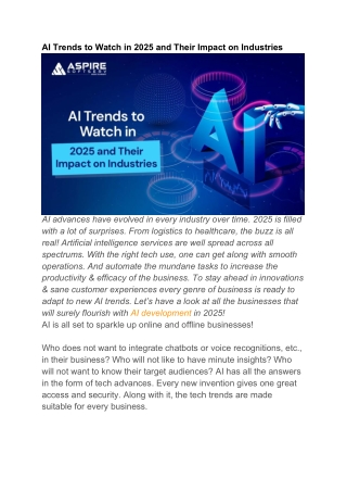 AI Trends to Watch in 2025 and Their Impact on Industries