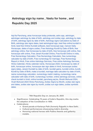 Astrology sign by name , Vastu for home , and Republic Day 2025