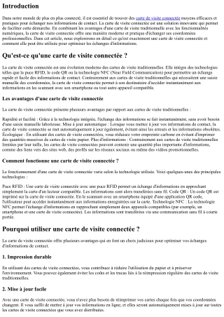 La carte de visite connectée : un moyen moderne d'échanger ses informations de c