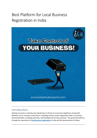Best Platform for Local Business Registration in India