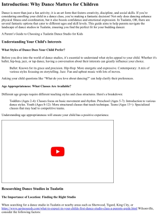 A Parent’s Guide to Choosing a Tualatin Dance Studio for Kids