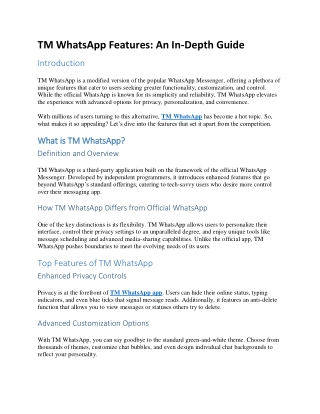 TM WhatsApp Features: An In-Depth Guide