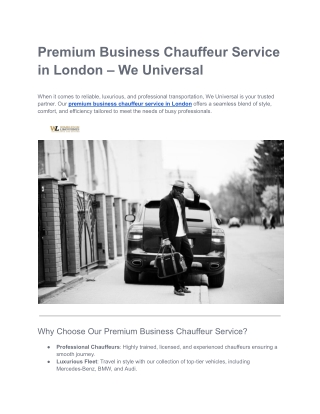 Premium Business Chauffeur Service in London – We Universal