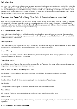 Discover the Best Cake Shop Near Me: A Sweet Adventure Awaits!