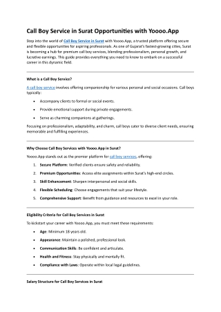 Call Boy Service in Surat Opportunities with Yoooo