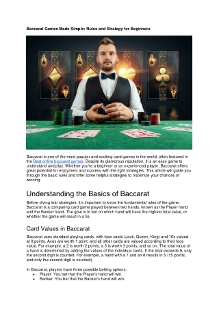 Baccarat Games Made Simple Rules and Strategy for Beginners