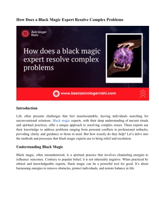 How Does a Black Magic Expert Resolve Complex Problems