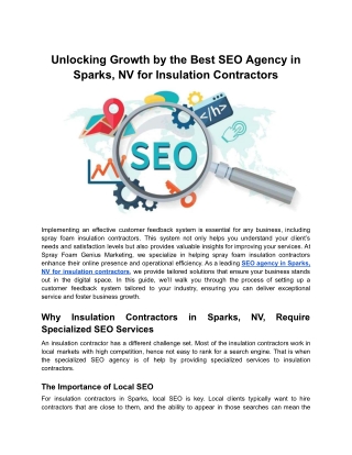 Unlocking Growth by the Best SEO Agency in Sparks, NV for Insulation Contractors