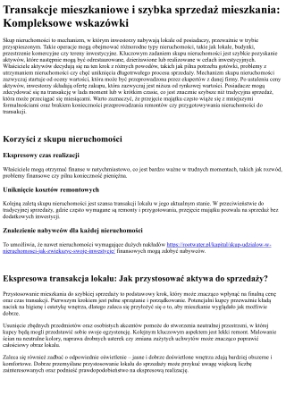 Skup nieruchomości: Profesjonalna sprzedaż lokali i szybka sprzedaż mieszkania