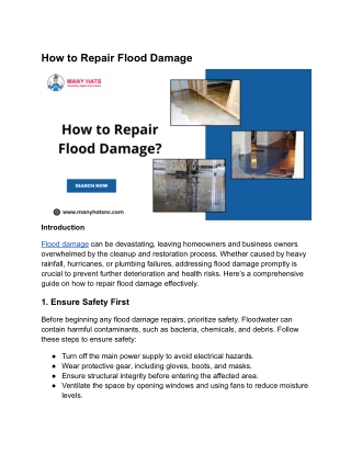 How to Repair Flood Damage