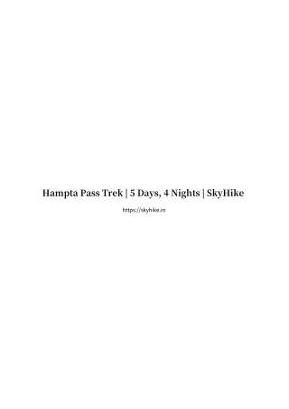 Hampta Pass Trek _ 5 Days, 4 Nights _ SkyHike