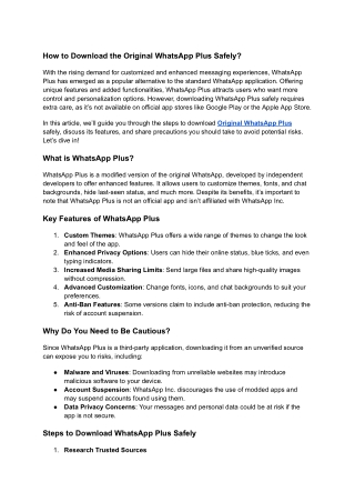 How to Download the Original WhatsApp Plus Safely_