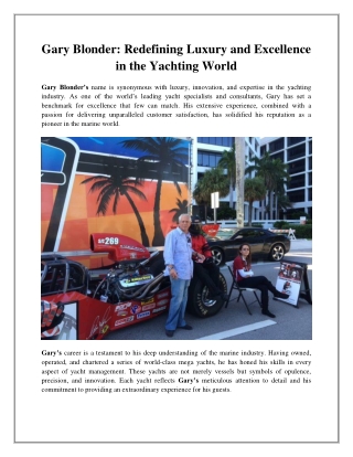Gary Blonder Redefining Luxury and Excellence in the Yachting World