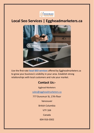 Local Seo Services  Eggheadmarketers.ca