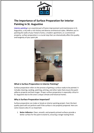 The Importance of Surface Preparation for Interior Painting in St. Augustine