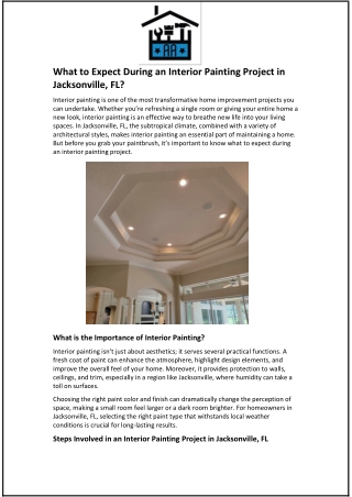 What to Expect During an Interior Painting Project in Jacksonville, FL?