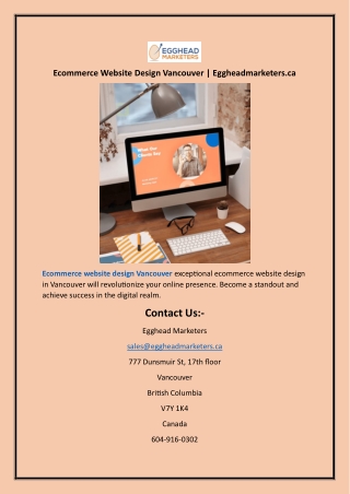 Ecommerce Website Design Vancouver  Eggheadmarketers.ca