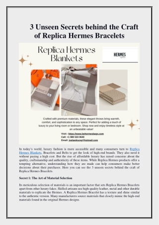 3 Unseen Secrets behind the Craft of Replica Hermes Bracelets